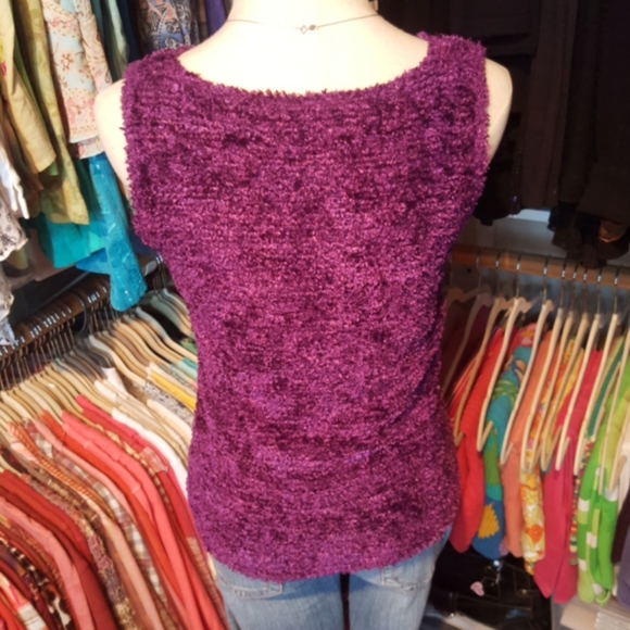 ORANGE USA ♡ Truly Gorgeous Vintage Extremely Soft Purple Knit Sleeveless Top L - Picture 5 of 14